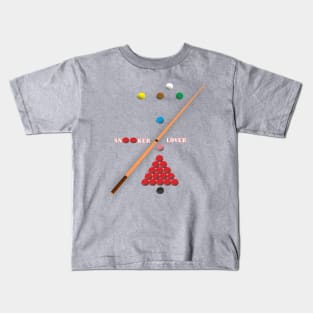 I Love Snooker design showing Snooker Balls arranged as on table Kids T-Shirt